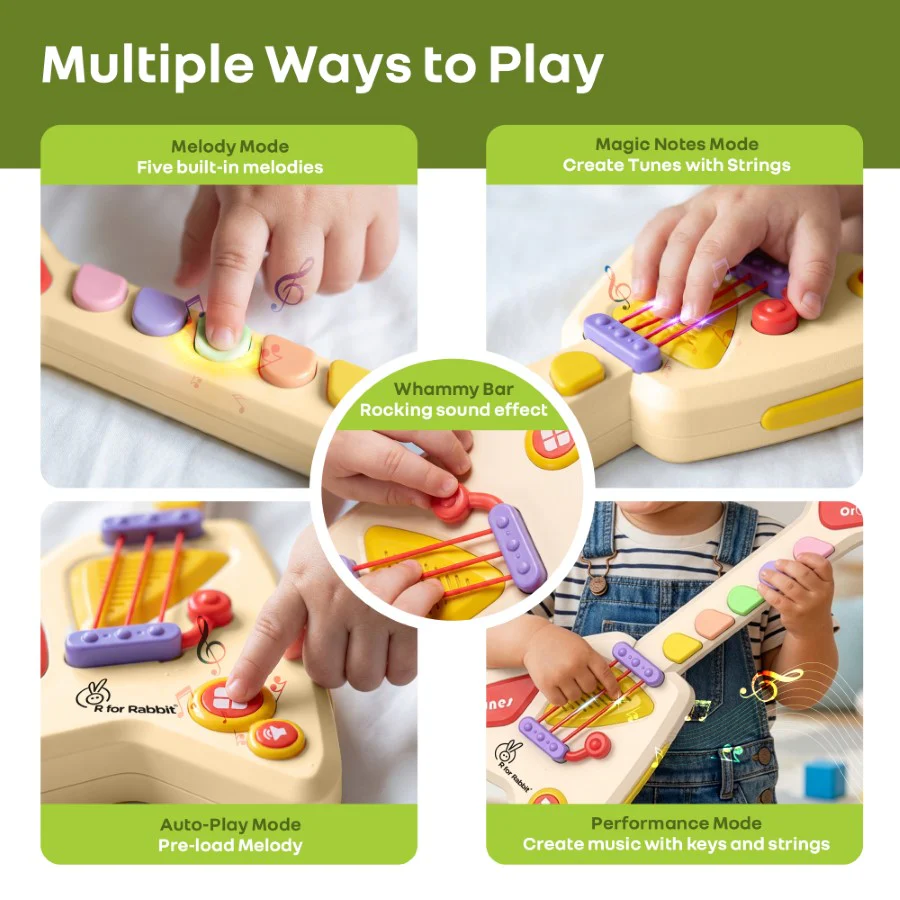 Orapple Funtunes Guitar Musical Toy for Kids with Lights, Music, 4 Play Modes, 5-Level Volume Control & BIS Certified Safety (12+ Months) - Image 3