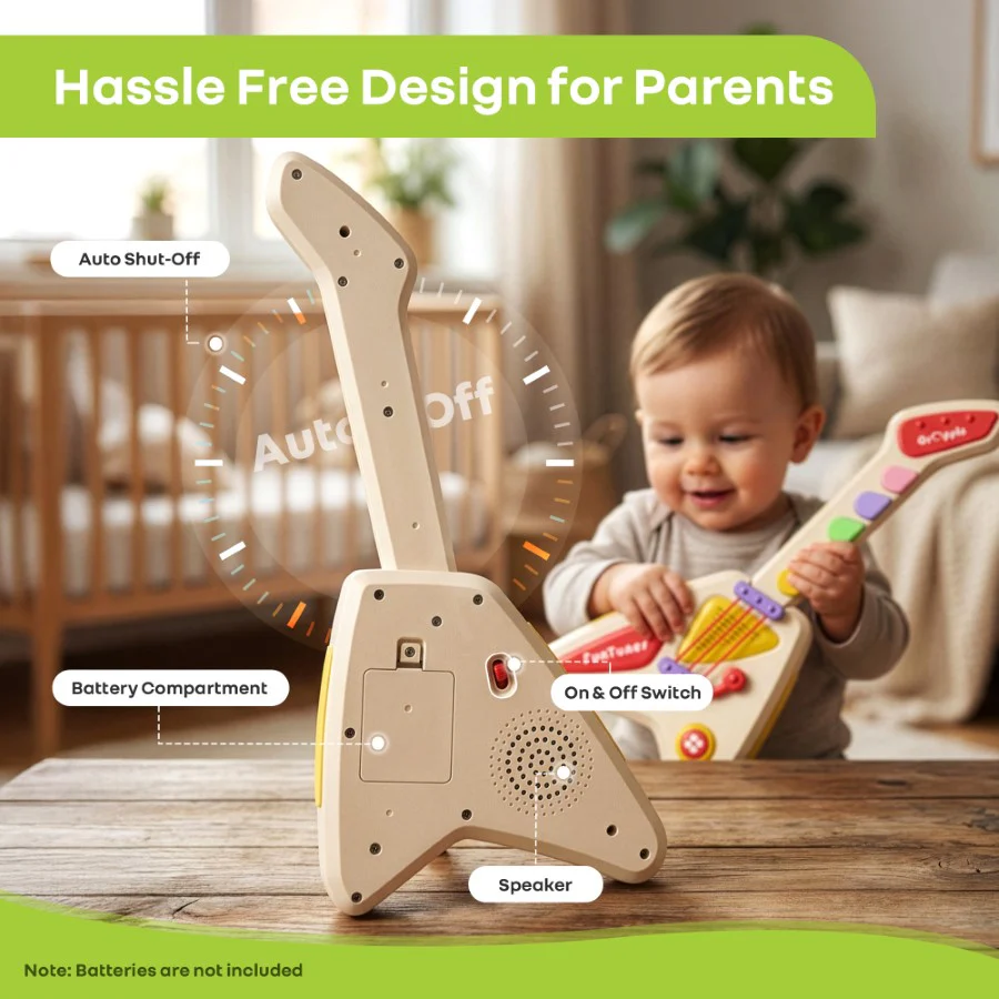 Orapple Funtunes Guitar Musical Toy for Kids with Lights, Music, 4 Play Modes, 5-Level Volume Control & BIS Certified Safety (12+ Months) - Image 4
