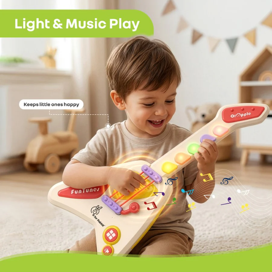 Orapple Funtunes Guitar Musical Toy for Kids with Lights, Music, 4 Play Modes, 5-Level Volume Control & BIS Certified Safety (12+ Months) - Image 6