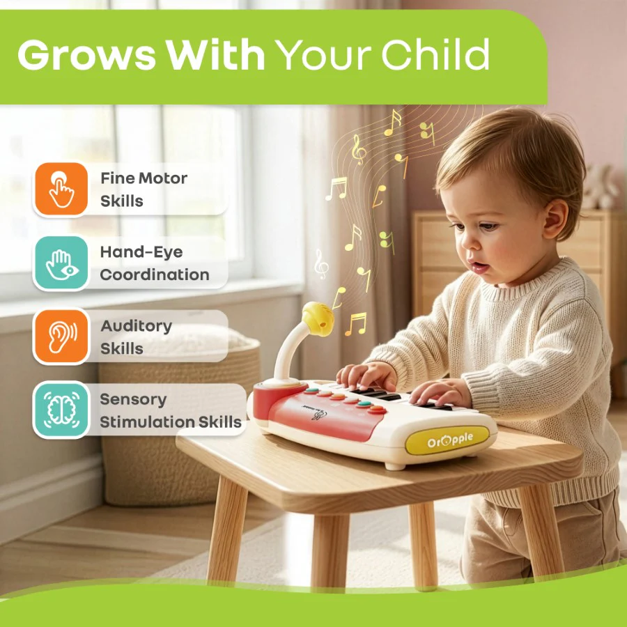 Orapple Funtunes Piano Musical Toy for Kids with Lights, Record & Play Function, 5-Level Volume Control & BIS Certified Safety (12+ Months) - Image 10
