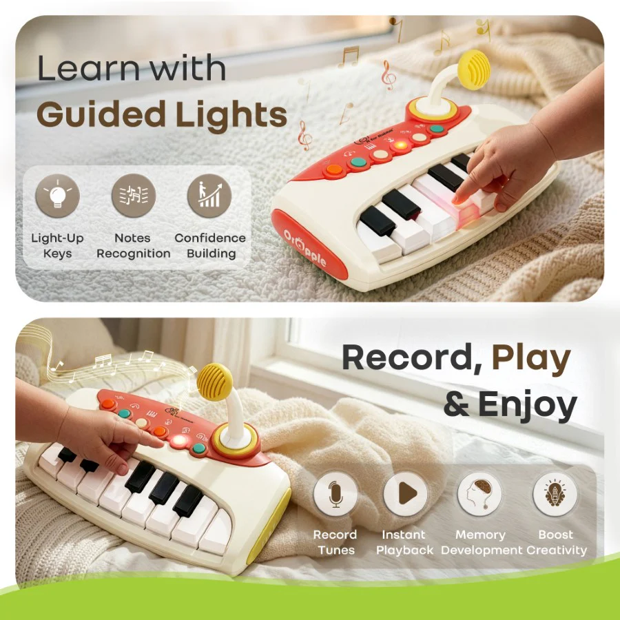 Orapple Funtunes Piano Musical Toy for Kids with Lights, Record & Play Function, 5-Level Volume Control & BIS Certified Safety (12+ Months) - Image 12