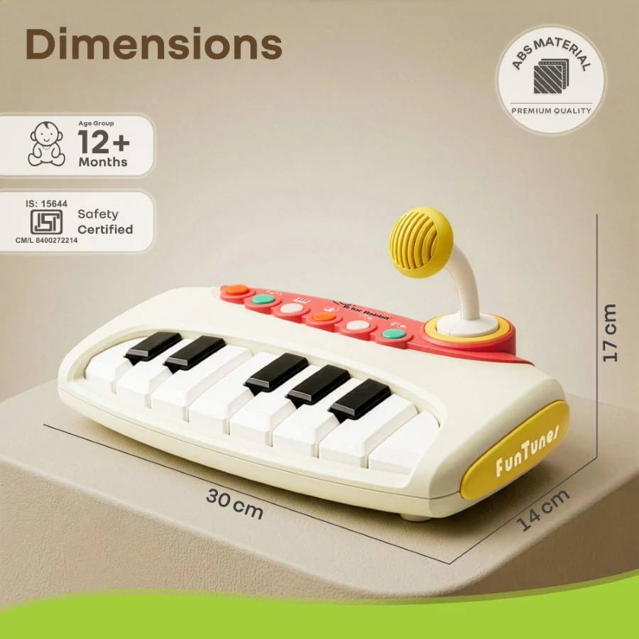 Orapple Funtunes Piano Musical Toy for Kids with Lights, Record & Play Function, 5-Level Volume Control & BIS Certified Safety (12+ Months) - Image 16