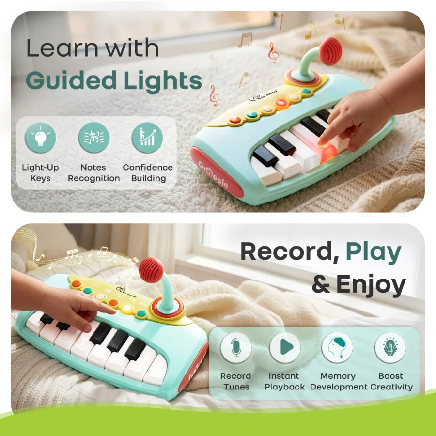 Orapple Funtunes Piano Musical Toy for Kids with Lights, Record & Play Function, 5-Level Volume Control & BIS Certified Safety (12+ Months) - Image 4
