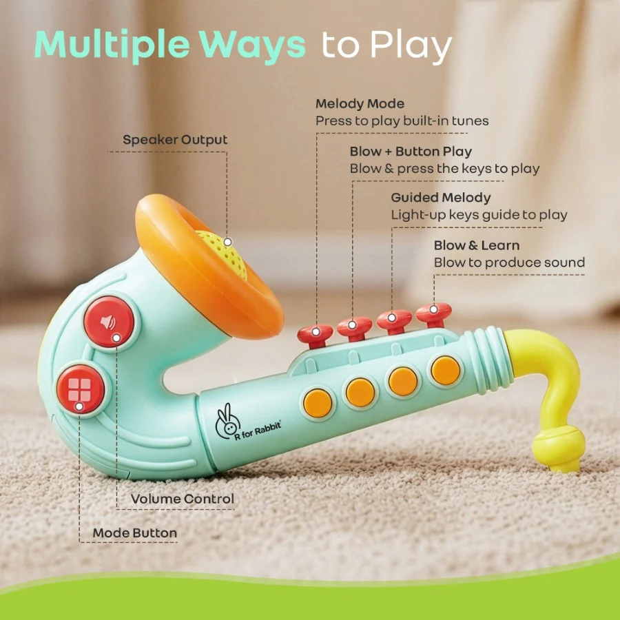 Orapple Funtunes Saxophone Musical Toy for Kids with Lights, 4 Play Modes, Built-in Melodies, Smart Auto Shut-Off & BIS Certified Safety (12+ Months) - Image 11