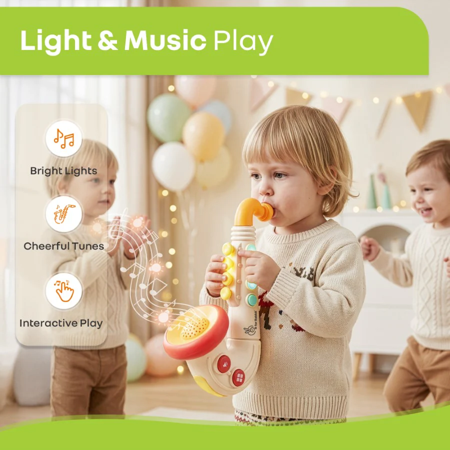 Orapple Funtunes Saxophone Musical Toy for Kids with Lights, 4 Play Modes, Built-in Melodies, Smart Auto Shut-Off & BIS Certified Safety (12+ Months) - Image 4