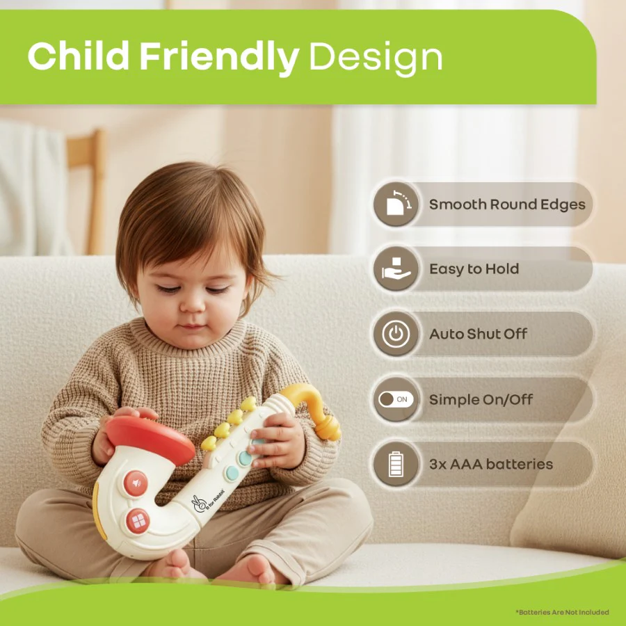 Orapple Funtunes Saxophone Musical Toy for Kids with Lights, 4 Play Modes, Built-in Melodies, Smart Auto Shut-Off & BIS Certified Safety (12+ Months) - Image 6