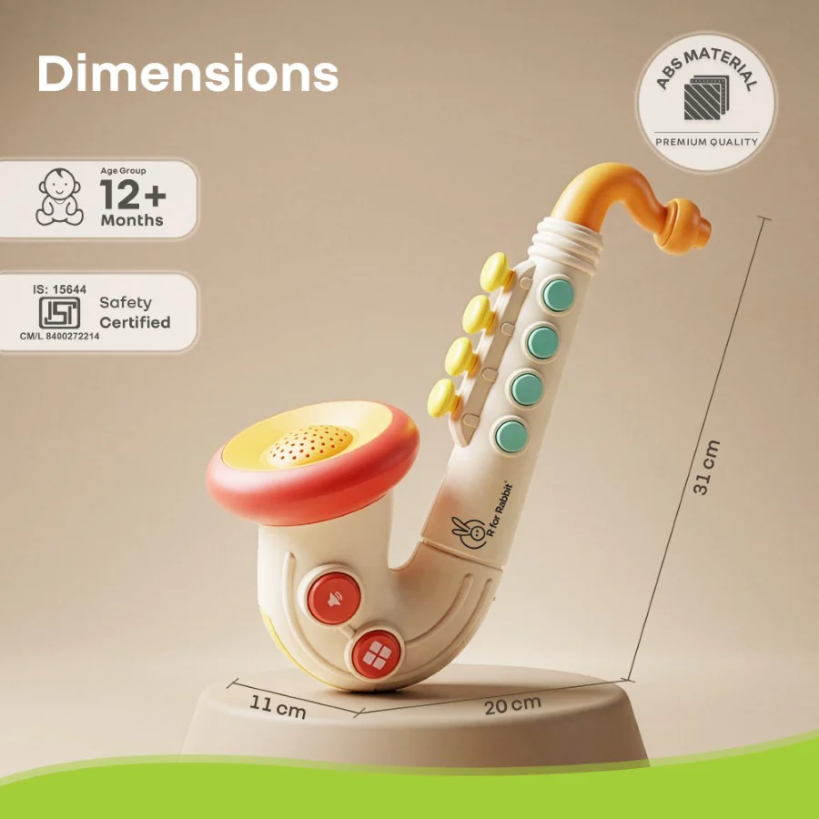 Orapple Funtunes Saxophone Musical Toy for Kids with Lights, 4 Play Modes, Built-in Melodies, Smart Auto Shut-Off & BIS Certified Safety (12+ Months) - Image 8