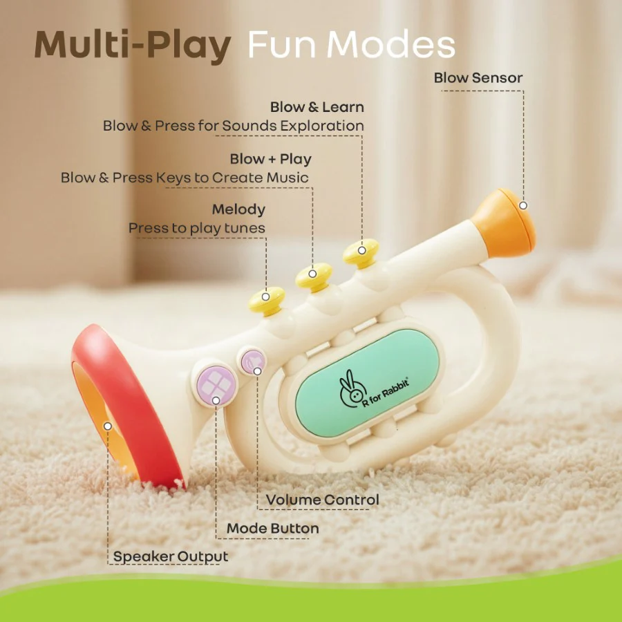 Orapple Funtunes Trumpet BIS Certified Kids Musical Toy with Non-Toxic ABS Material, Multi-Mode Play & Safe Rounded Edges - Image 3