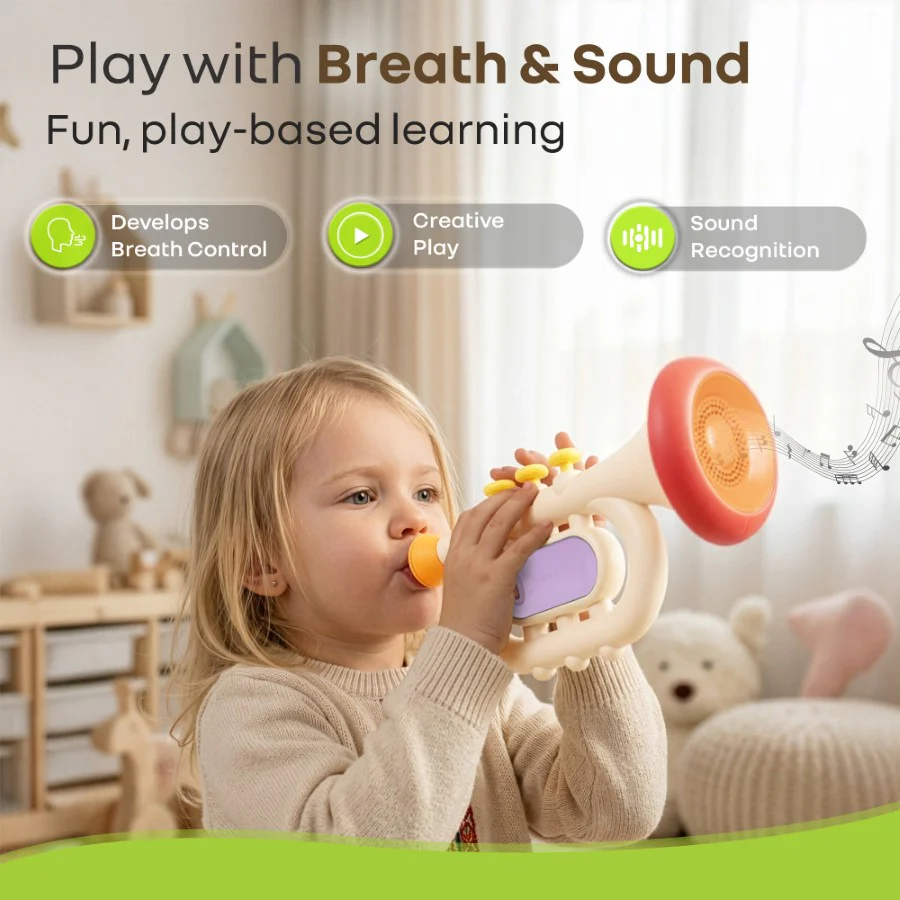Orapple Funtunes Trumpet BIS Certified Kids Musical Toy with Non-Toxic ABS Material, Multi-Mode Play & Safe Rounded Edges - Image 6