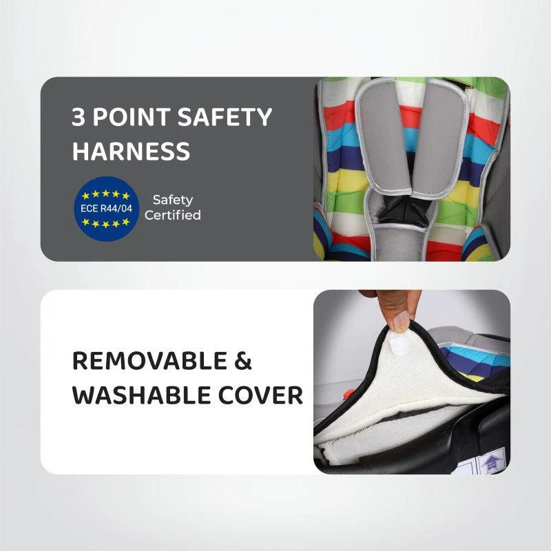 Picaboo 4 In 1 Multipurpose Baby Carry Cot Cum Car Seat With Safety Belt - Rainbow - Image 3
