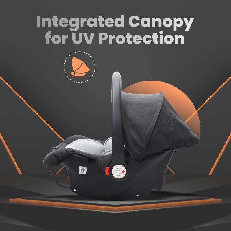 Picaboo Grand 4 In 1 Multipurpose Baby Carry Cot Cum Car Seat - Black Grey - Image 5