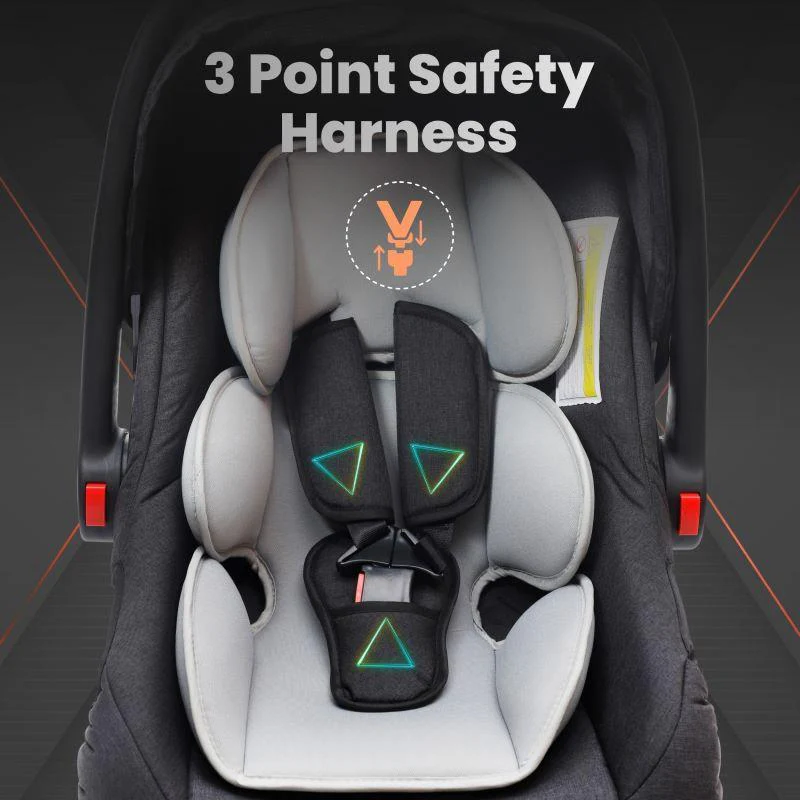 Picaboo Grand 4 In 1 Multipurpose Baby Carry Cot Cum Car Seat - Black Grey - Image 8