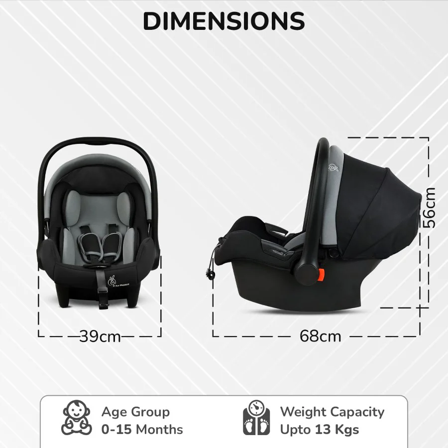 Picaboo Sportz – 3-In-1 Convertible Carry Cot, Rocker & Feeding Chair - Grey Black - Image 7
