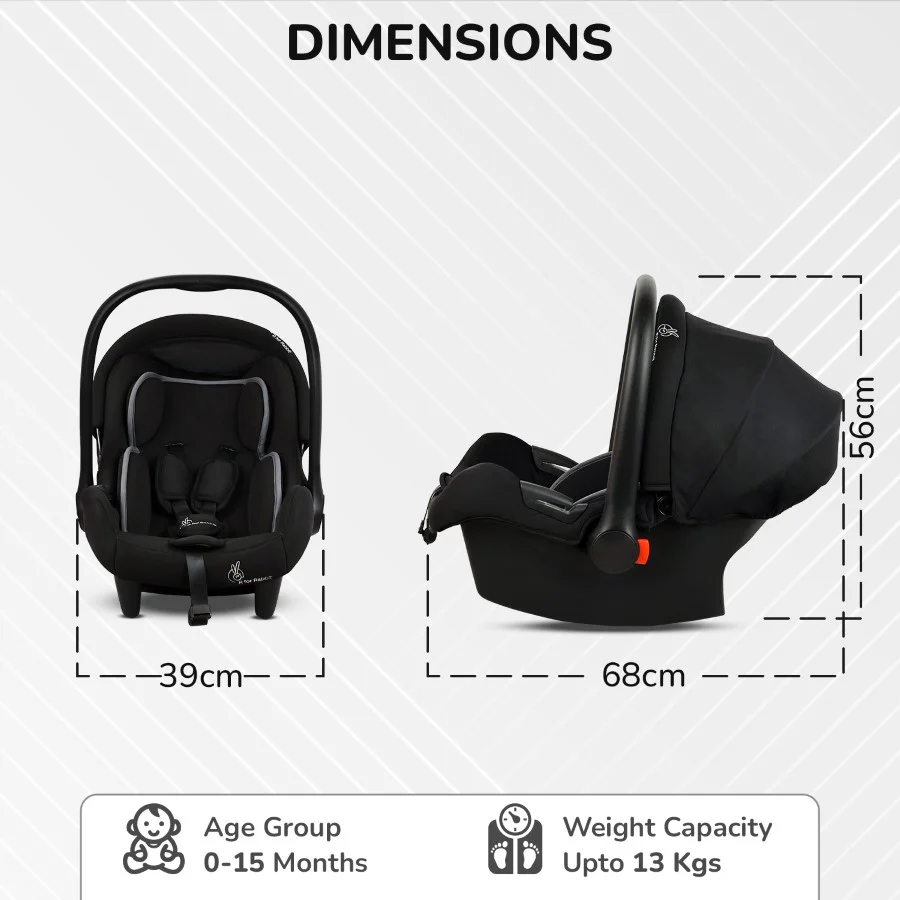 Picaboo Sportz – 3-In-1 Convertible Carry Cot, Rocker & Feeding Chair - Pure Black - Image 7