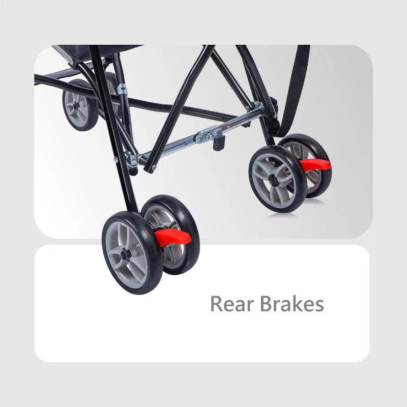 Pixie Buggy Stroller Easy to Fold and Store, UV Sun Protection Canopy, Rear Brakes, Storage Bag - Black Grey - Image 5