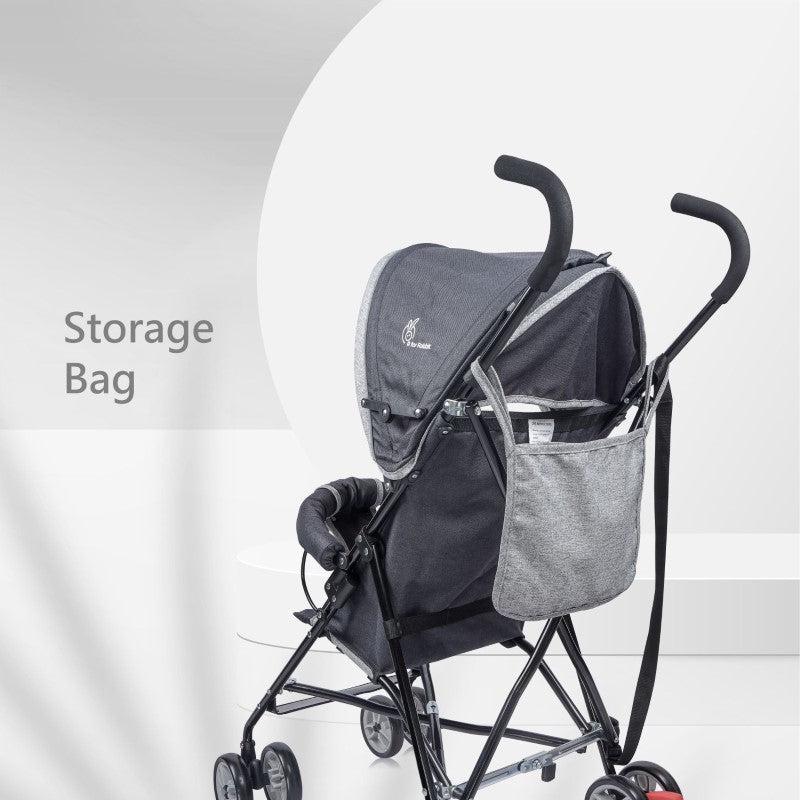 Pixie Buggy Stroller Easy to Fold and Store, UV Sun Protection Canopy, Rear Brakes, Storage Bag - Black Grey - Image 7