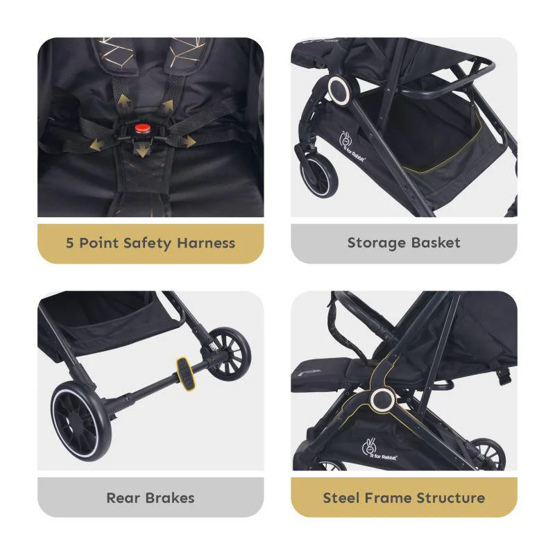 Pocket Air Baby Stroller With Personalized Name Plate - Black - Image 5