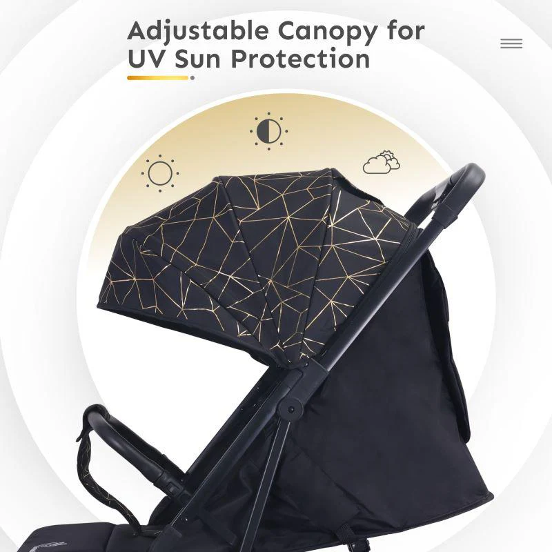 Pocket Air Baby Stroller With Personalized Name Plate - Black - Image 6