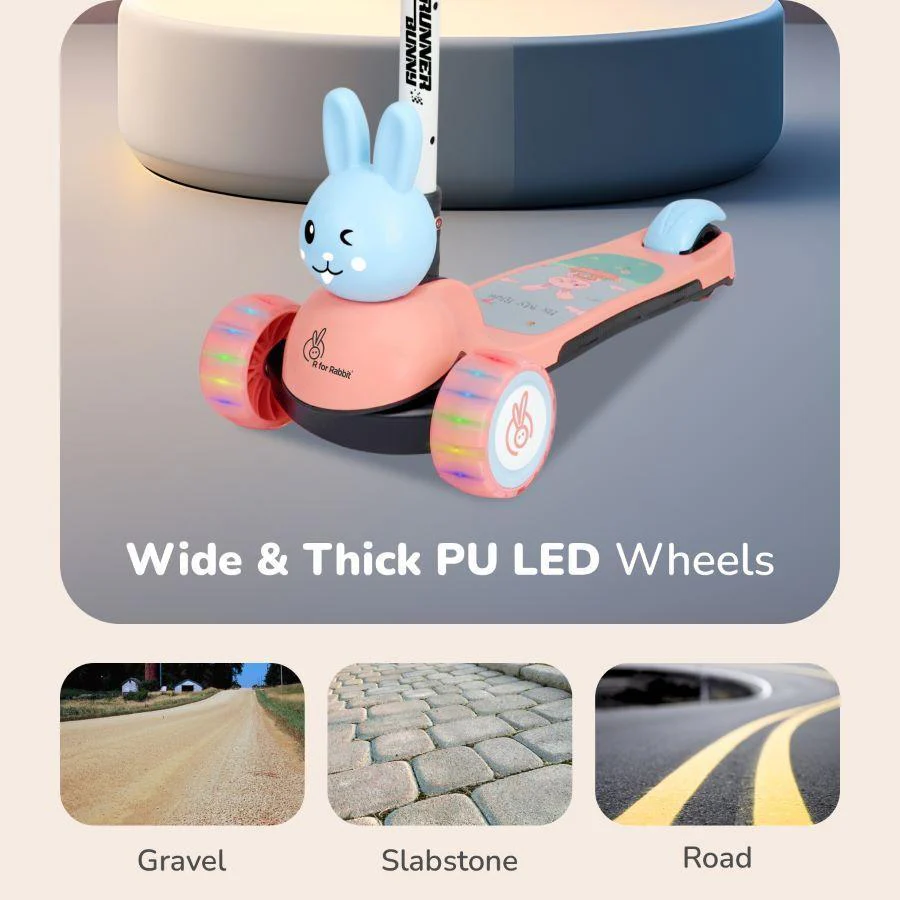 Road Runner Bunny Scooter For Kids With PU LED Wheels - Image 10
