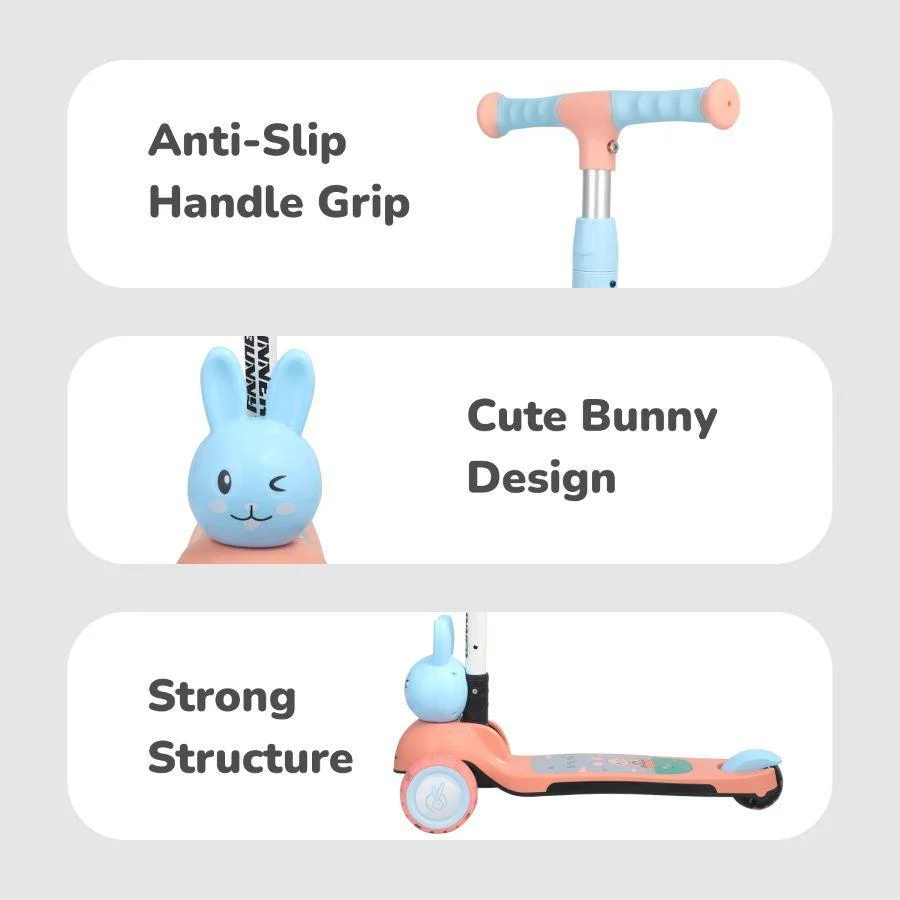 Road Runner Bunny Scooter For Kids With PU LED Wheels - Image 15