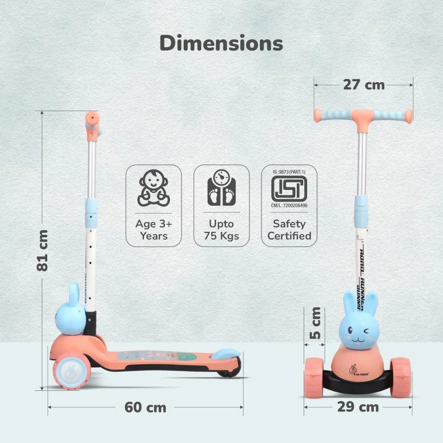 Road Runner Bunny Scooter For Kids With PU LED Wheels - Image 16