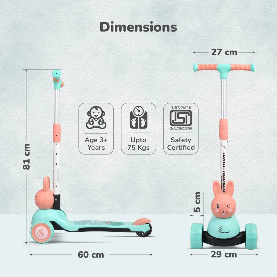 Road Runner Bunny Scooter For Kids With PU LED Wheels - Image 23