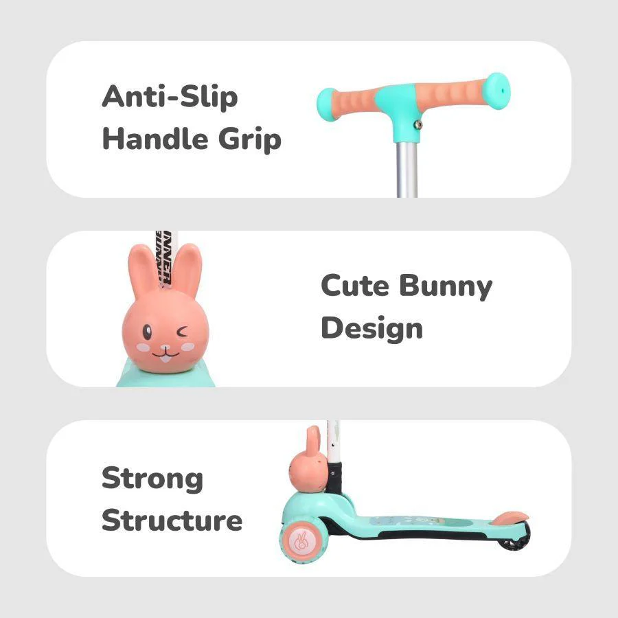 Road Runner Bunny Scooter For Kids With PU LED Wheels - Image 24