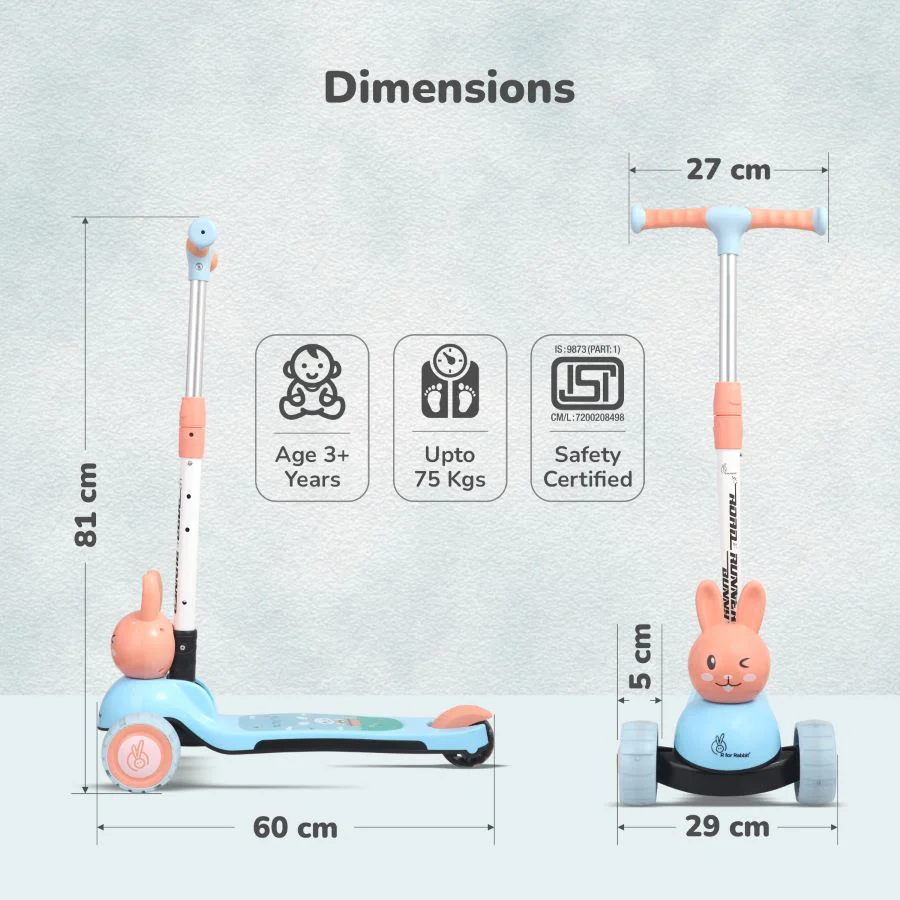 Road Runner Bunny Scooter For Kids With PU LED Wheels - Image 32