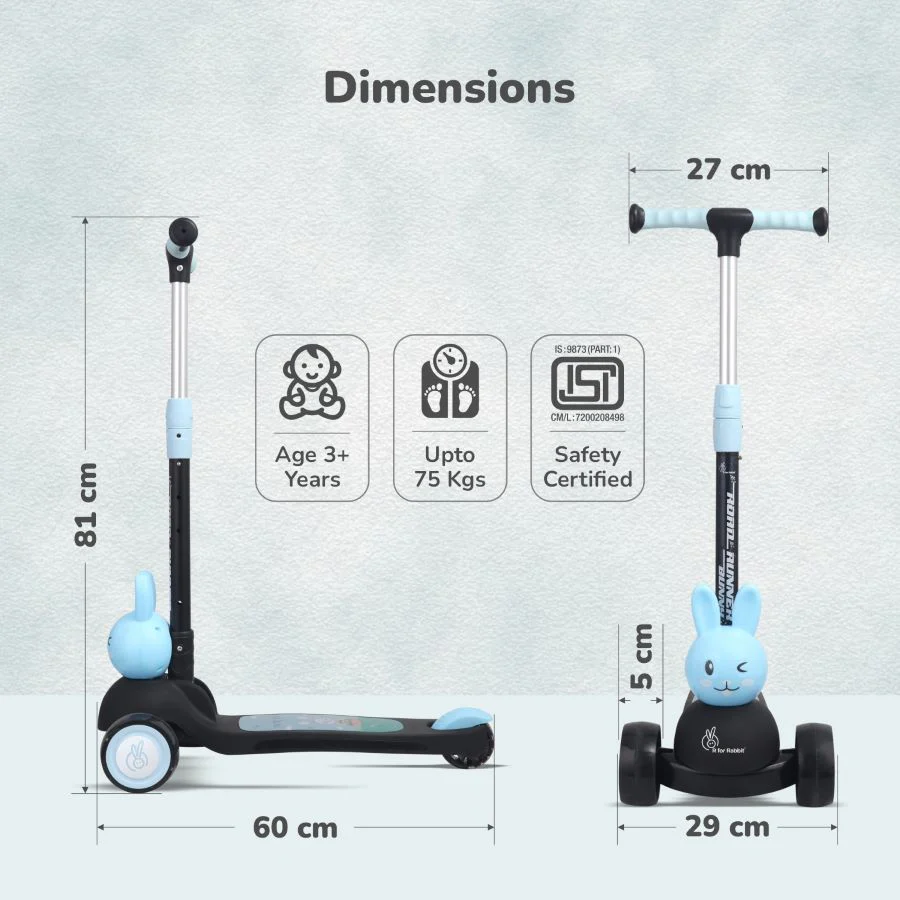 Road Runner Bunny Scooter For Kids With PU LED Wheels - Image 8