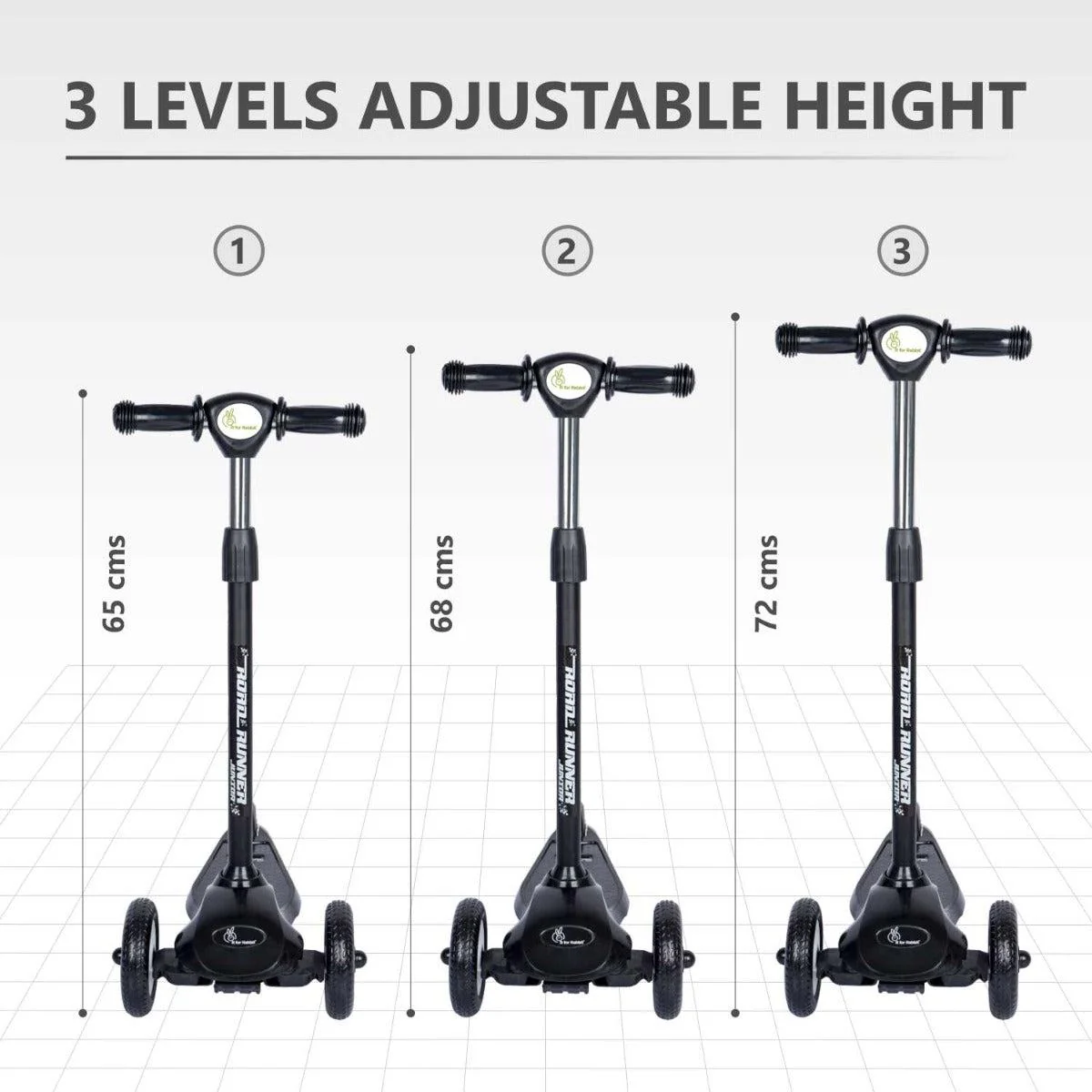 Road Runner Junior Scooter - 3 Level Height Adjustment, Anti Slip Deck - Image 4