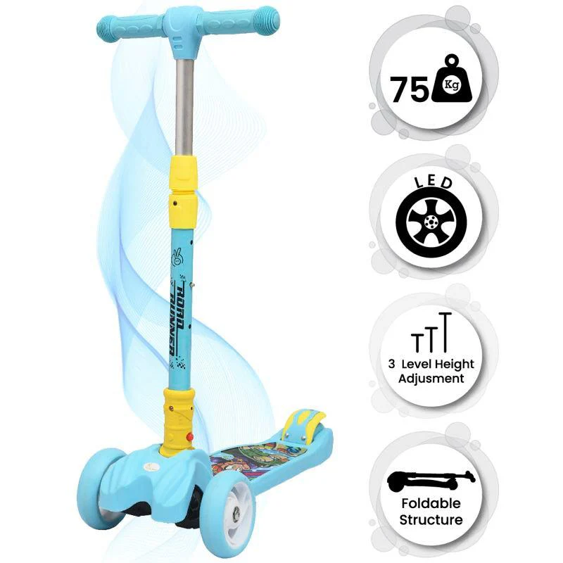Road Runner Scooter For Kids - PU LED Wheels, 4 Level Height Adjustment, Anti Slip Deck, Safety Certified, 3-Wheel scooter, Easy use, 3-7years - Image 11