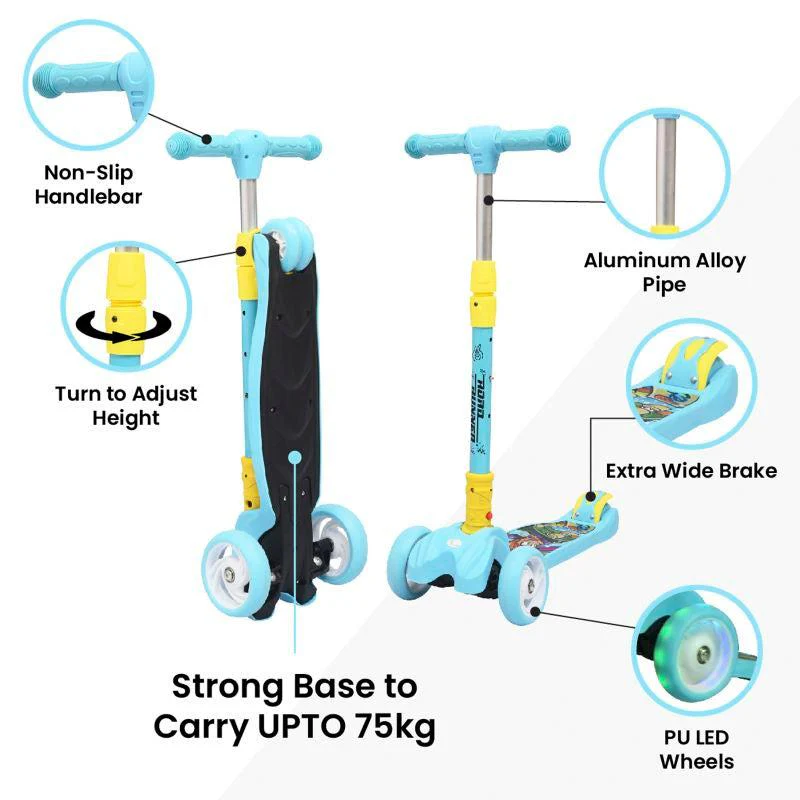 Road Runner Scooter For Kids - PU LED Wheels, 4 Level Height Adjustment, Anti Slip Deck, Safety Certified, 3-Wheel scooter, Easy use, 3-7years - Image 14