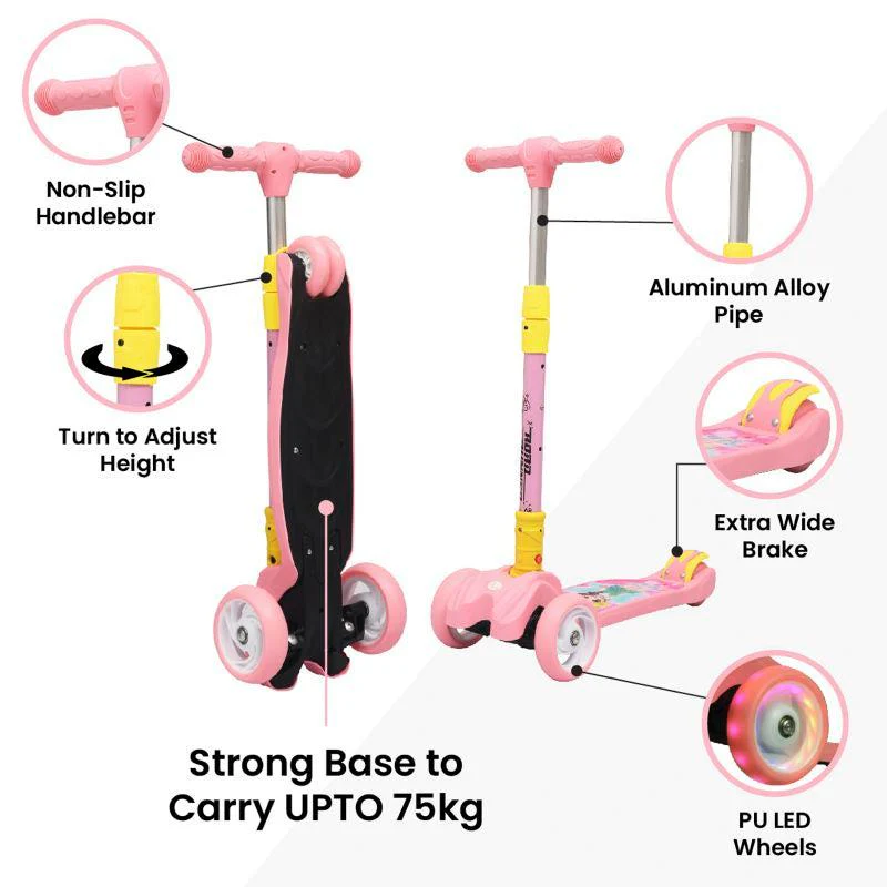 Road Runner Scooter For Kids - PU LED Wheels, 4 Level Height Adjustment, Anti Slip Deck, Safety Certified, 3-Wheel scooter, Easy use, 3-7years - Image 23