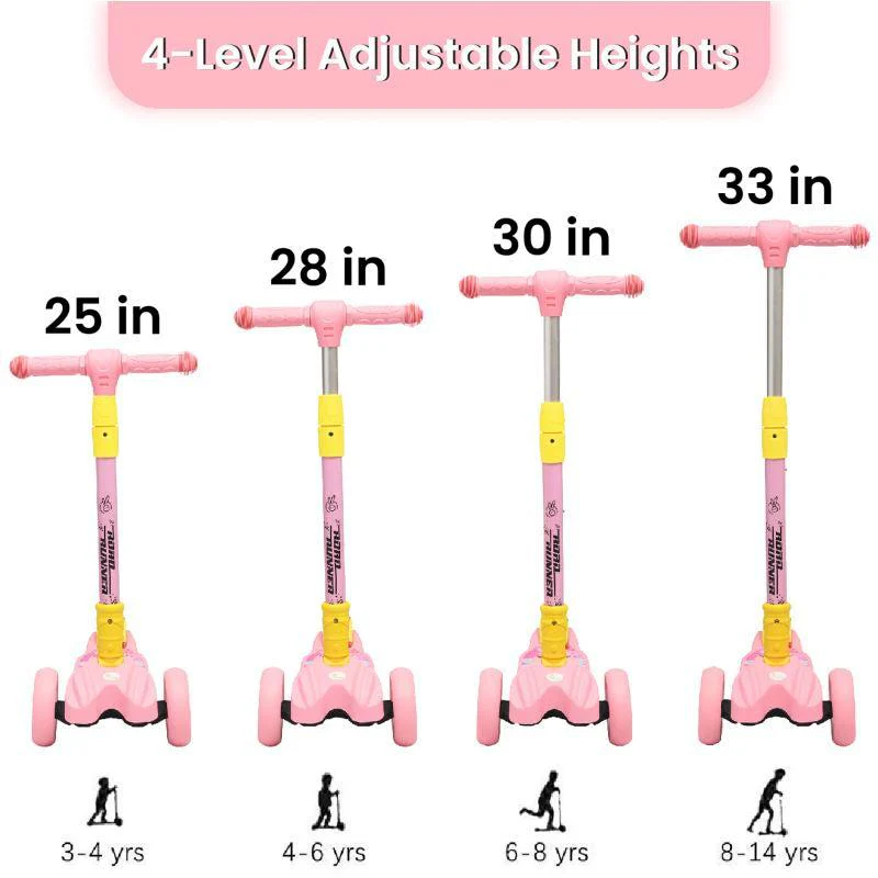 Road Runner Scooter For Kids - PU LED Wheels, 4 Level Height Adjustment, Anti Slip Deck, Safety Certified, 3-Wheel scooter, Easy use, 3-7years - Image 25