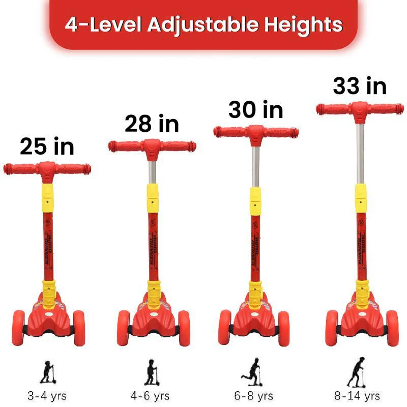 Road Runner Scooter For Kids - PU LED Wheels, 4 Level Height Adjustment, Anti Slip Deck, Safety Certified, 3-Wheel scooter, Easy use, 3-7years - Image 34