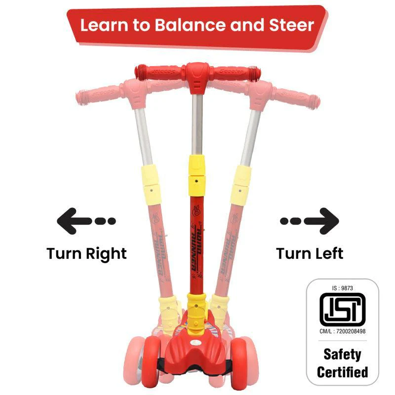 Road Runner Scooter For Kids - PU LED Wheels, 4 Level Height Adjustment, Anti Slip Deck, Safety Certified, 3-Wheel scooter, Easy use, 3-7years - Image 35