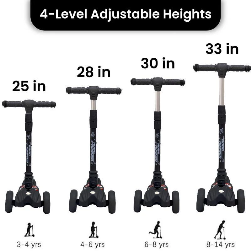 Road Runner Scooter For Kids - PU LED Wheels, 4 Level Height Adjustment, Anti Slip Deck, Safety Certified, 3-Wheel scooter, Easy use, 3-7years - Image 4