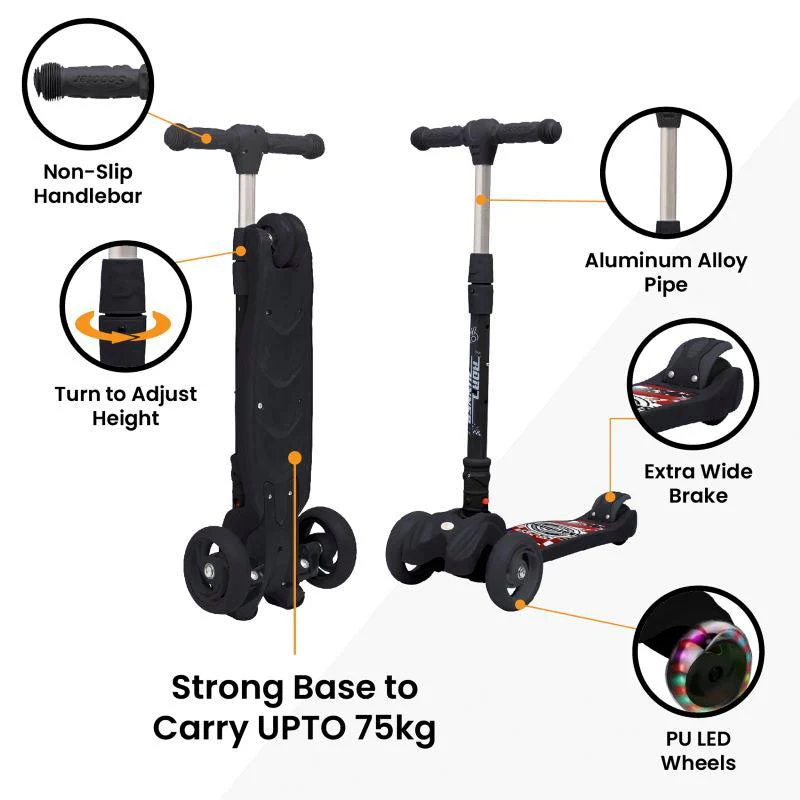 Road Runner Scooter For Kids - PU LED Wheels, 4 Level Height Adjustment, Anti Slip Deck, Safety Certified, 3-Wheel scooter, Easy use, 3-7years - Image 6