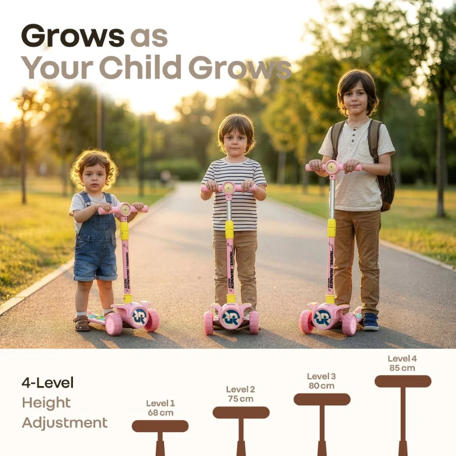 Road Runner Neo Kids Scooter with LED PU Wheels, Music, Gravity Steering, 4-Level Height Adjustment & BIS Certified Safety (3+ Years) - Image 21