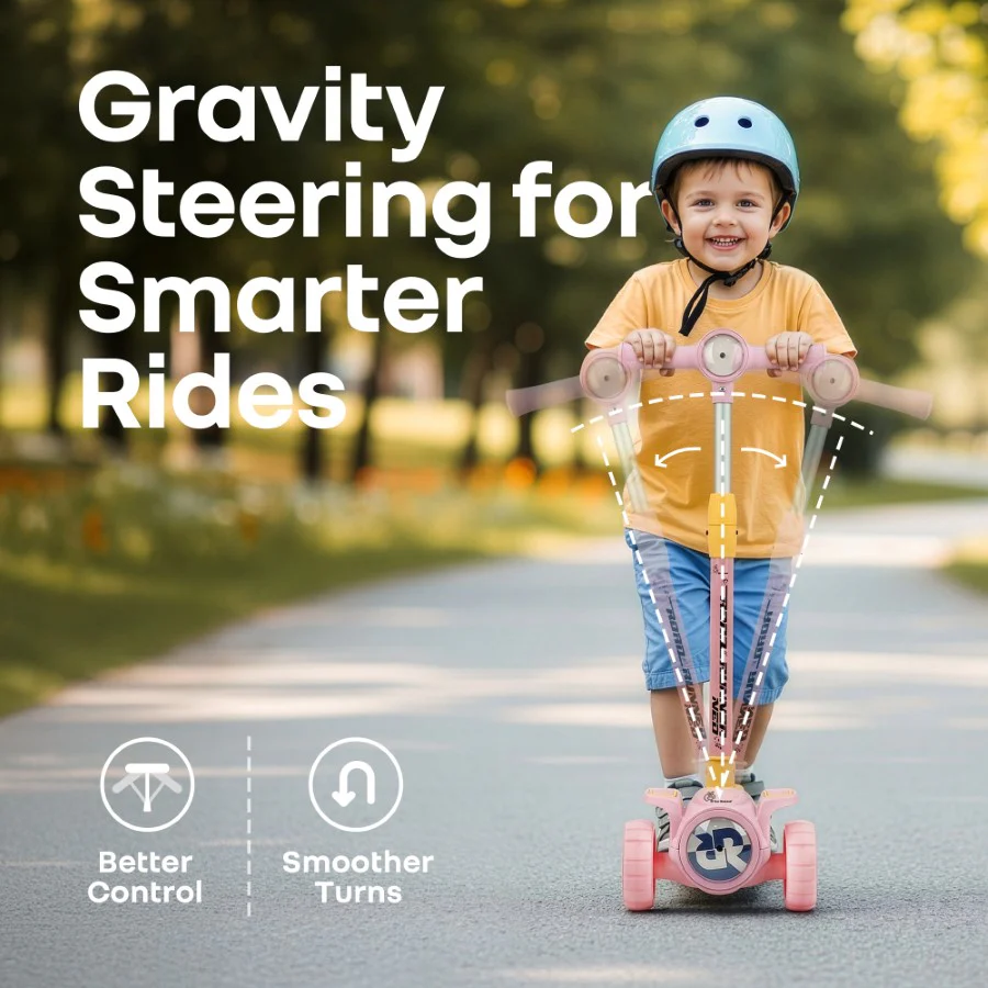 Road Runner Neo Kids Scooter with LED PU Wheels, Music, Gravity Steering, 4-Level Height Adjustment & BIS Certified Safety (3+ Years) - Image 24