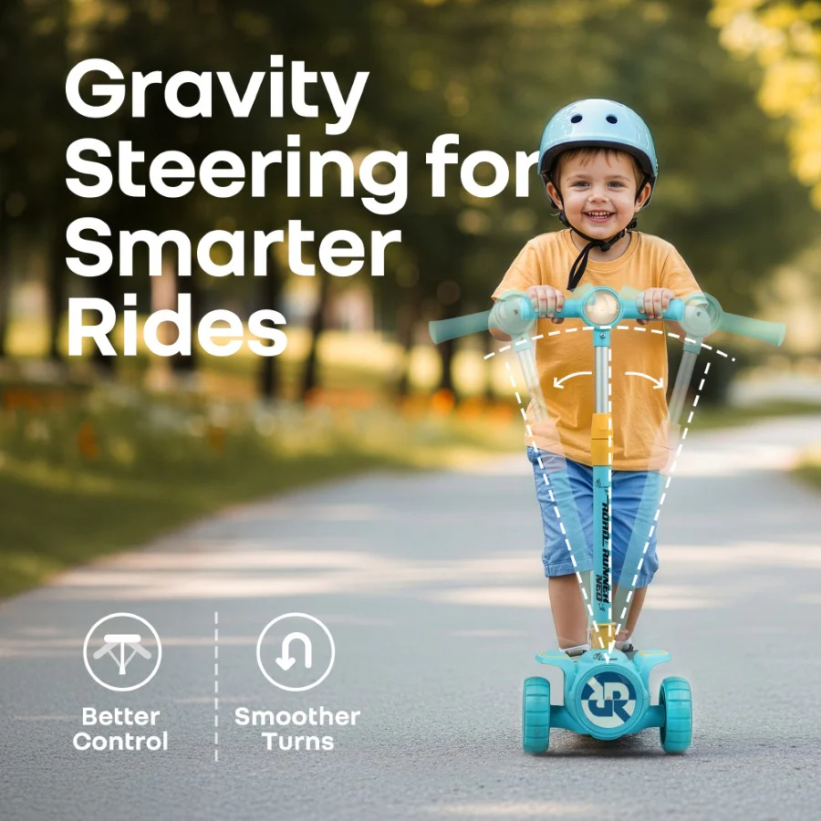 Road Runner Neo Kids Scooter with LED PU Wheels, Music, Gravity Steering, 4-Level Height Adjustment & BIS Certified Safety (3+ Years) - Image 33