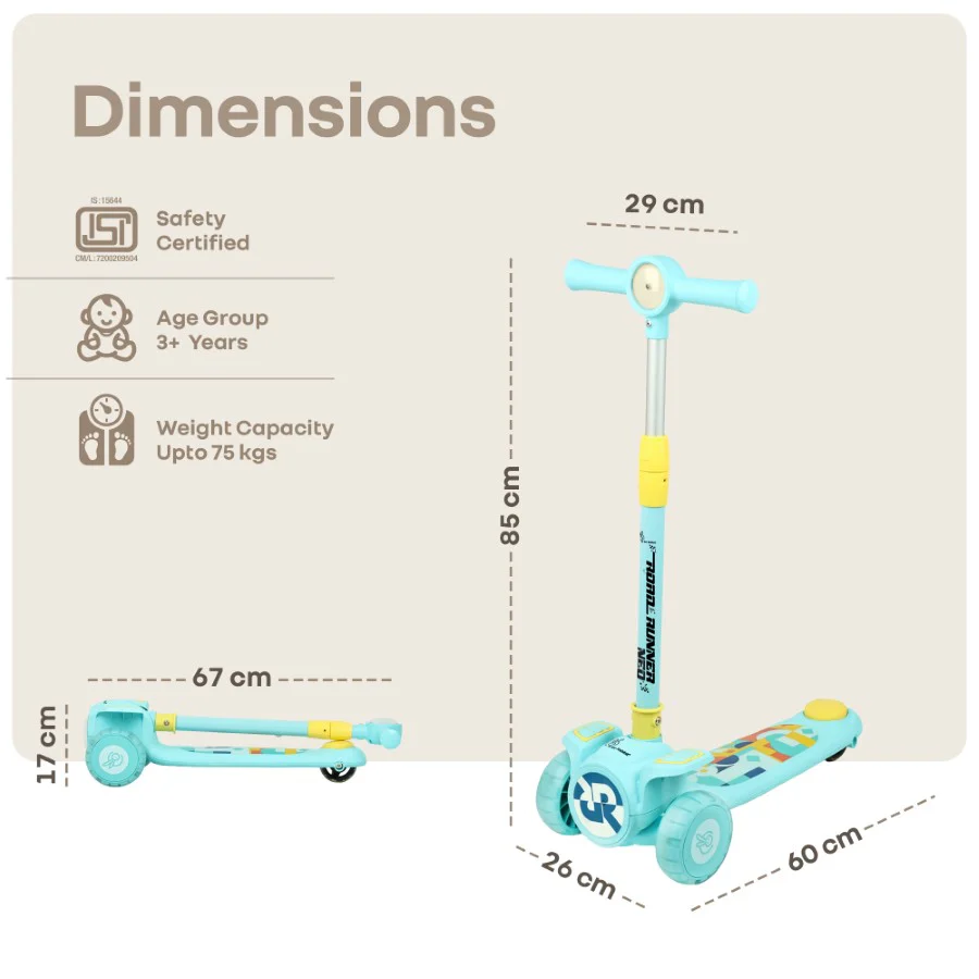 Road Runner Neo Kids Scooter with LED PU Wheels, Music, Gravity Steering, 4-Level Height Adjustment & BIS Certified Safety (3+ Years) - Image 36