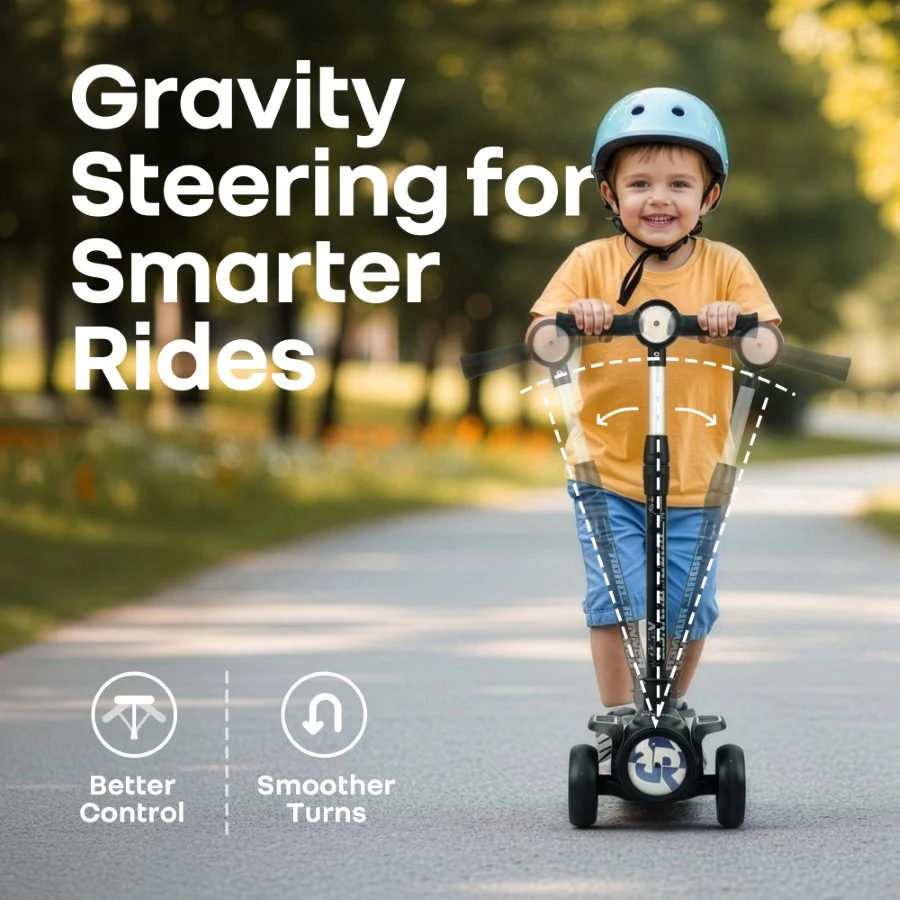 Road Runner Neo Kids Scooter with LED PU Wheels, Music, Gravity Steering, 4-Level Height Adjustment & BIS Certified Safety (3+ Years) - Image 6