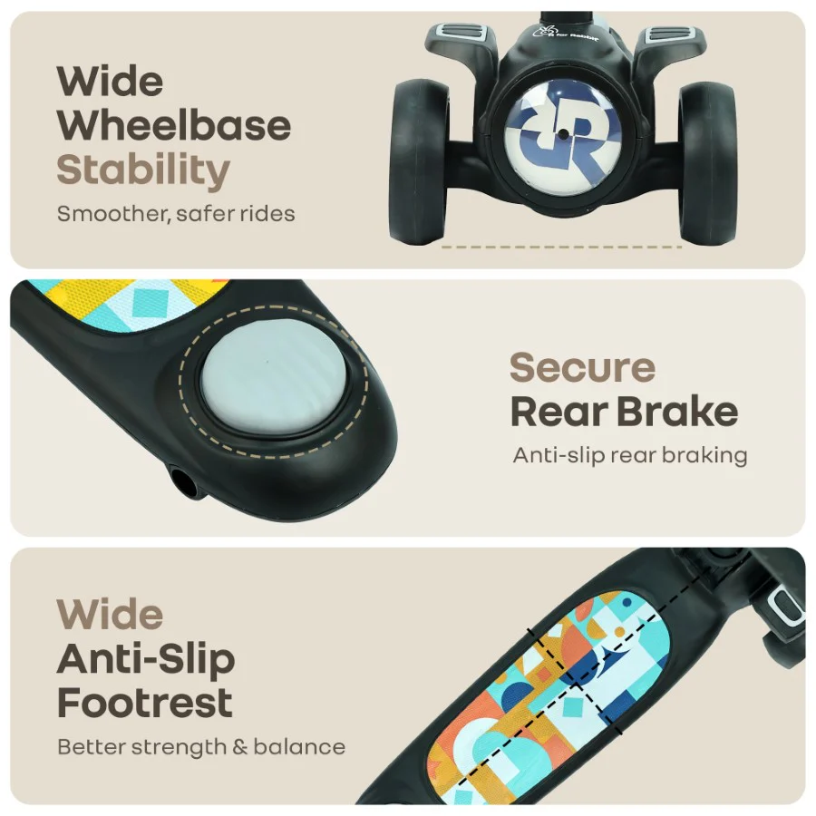 Road Runner Neo Kids Scooter with LED PU Wheels, Music, Gravity Steering, 4-Level Height Adjustment & BIS Certified Safety (3+ Years) - Image 7