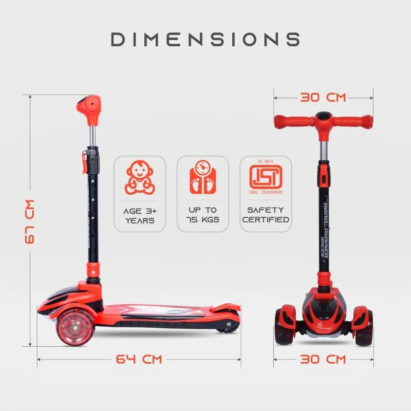 Road Runner Racer Scooter - PU LED Wheels, 4 Level Height Adjustment, Anti Slip Deck - Image 26