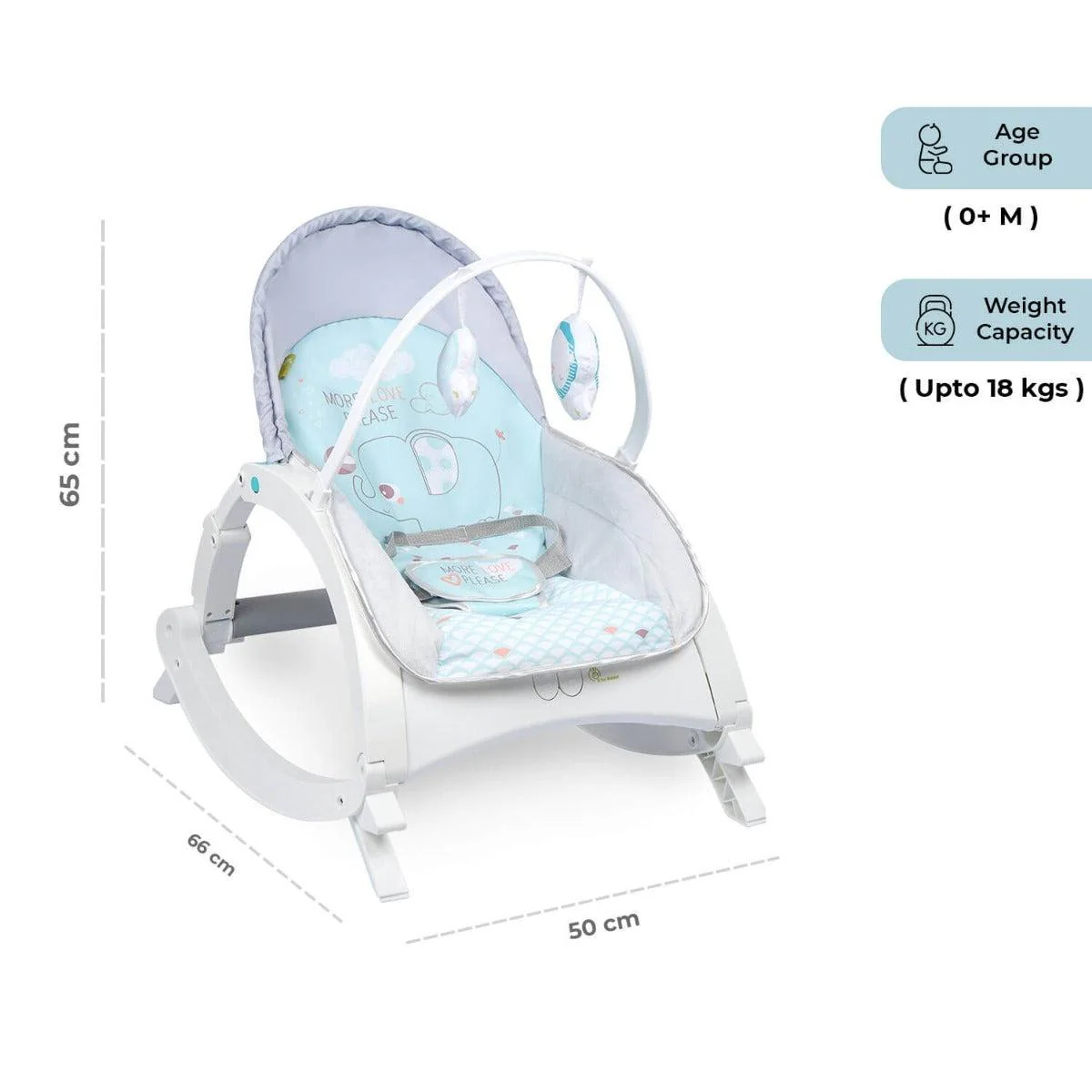 3 in 1 Rock N Play Rocker - Adjustable Backrest Recline, Detachable Toy Bar, Soothing Music & Vibration, Adjustable backrest, 0+ Months - Image 15