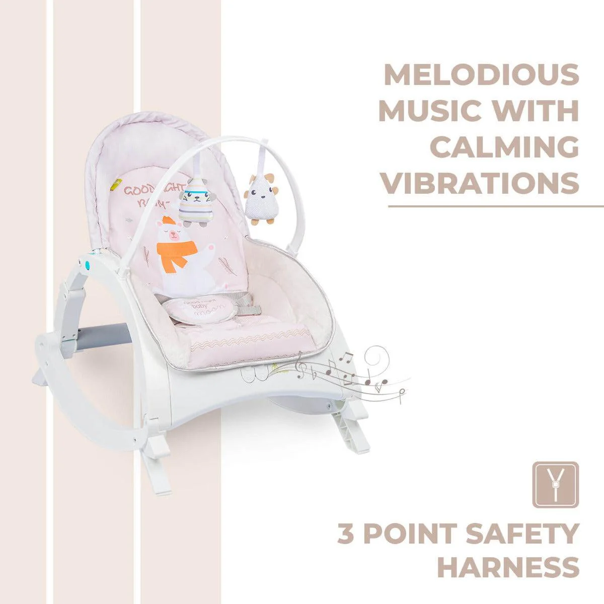 3 in 1 Rock N Play Rocker - Adjustable Backrest Recline, Detachable Toy Bar, Soothing Music & Vibration, Adjustable backrest, 0+ Months - Image 19