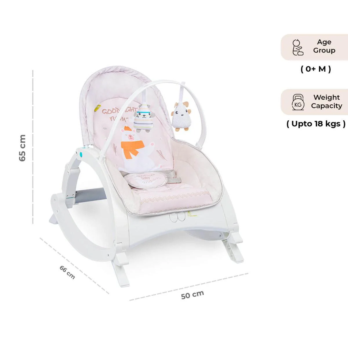 3 in 1 Rock N Play Rocker - Adjustable Backrest Recline, Detachable Toy Bar, Soothing Music & Vibration, Adjustable backrest, 0+ Months - Image 21