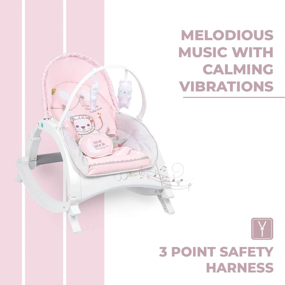3 in 1 Rock N Play Rocker - Adjustable Backrest Recline, Detachable Toy Bar, Soothing Music & Vibration, Adjustable backrest, 0+ Months - Image 5