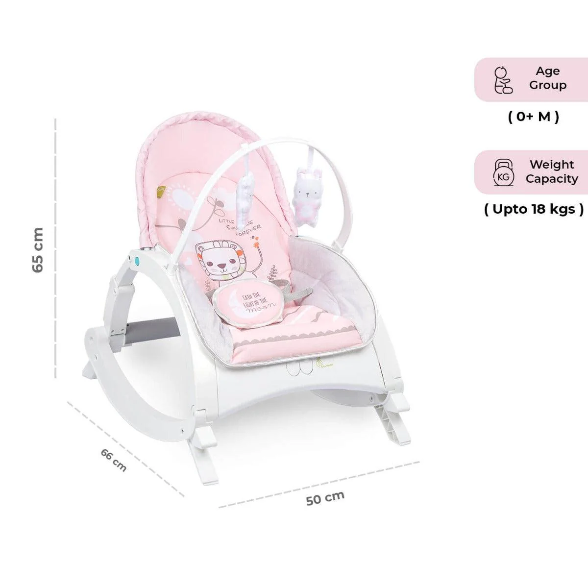 3 in 1 Rock N Play Rocker - Adjustable Backrest Recline, Detachable Toy Bar, Soothing Music & Vibration, Adjustable backrest, 0+ Months - Image 8